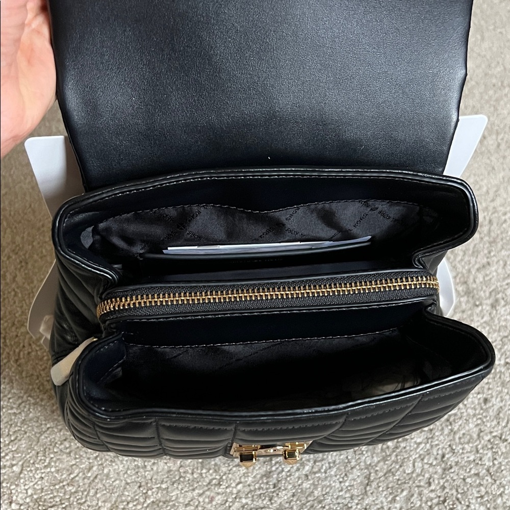Michael Kors Tribeca Black Quilted Leather Backpack with Gold Hardware - Picture 3 of 4
